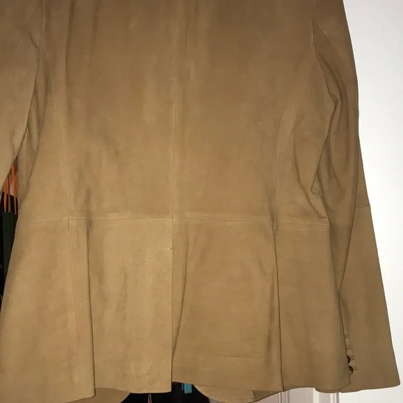 Lauren Ralph Lauren Notch Lapel Suede Hunter Tan Blazer Jacket $798 - Picture 9 of 12